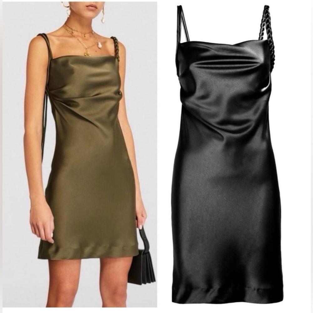 House‎ of Harlow 1960 Black braided strap satin slip Mini dress, Size XS